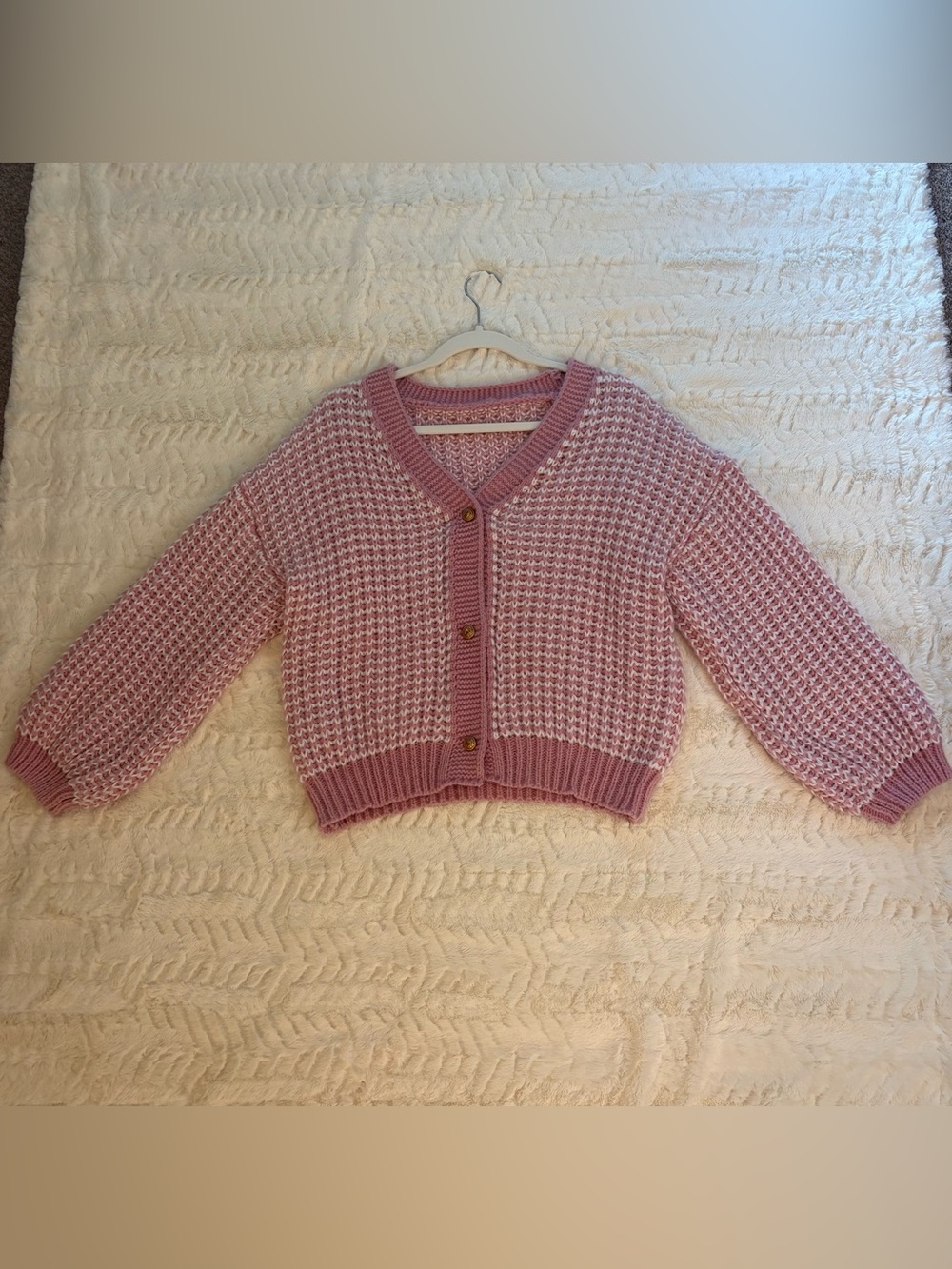 Pink Chunky knit cardigan sweater